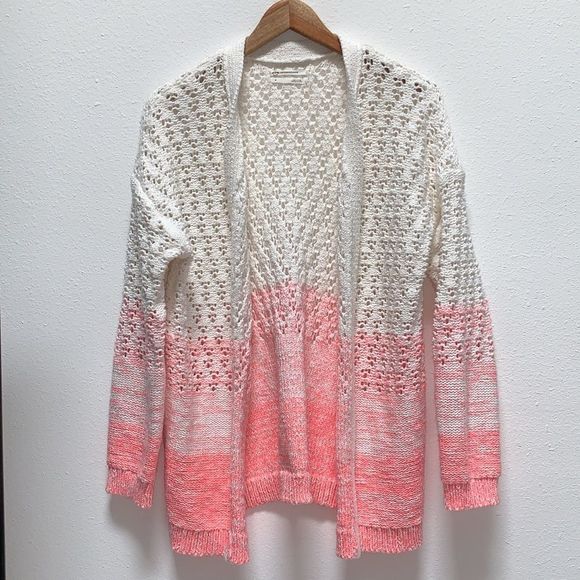 Anthropologie Sweaters - A by Anthropologie Faustia Dip-Dyed Neon Pink and White Ombré Knit Cardigan